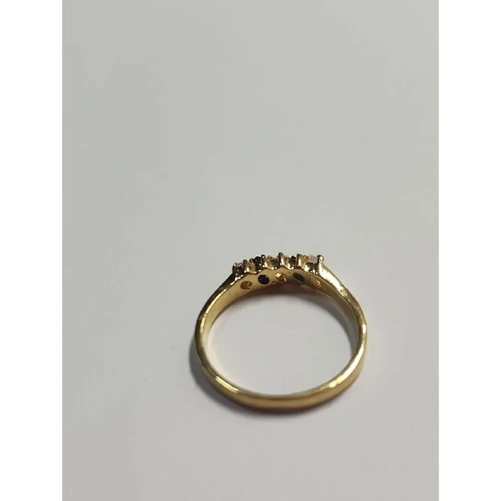 Gold Tone Women’s Ring with Sapphires and Clear Stones